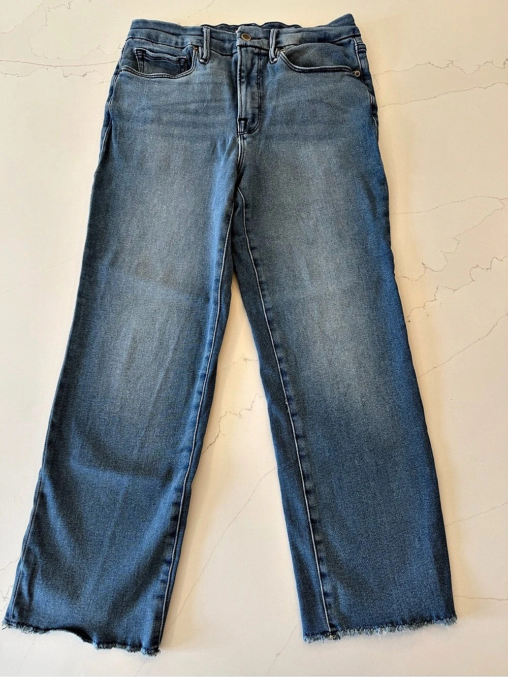 Good American Good Legs petite straight leg Jeans Blue Waist 30 Like New